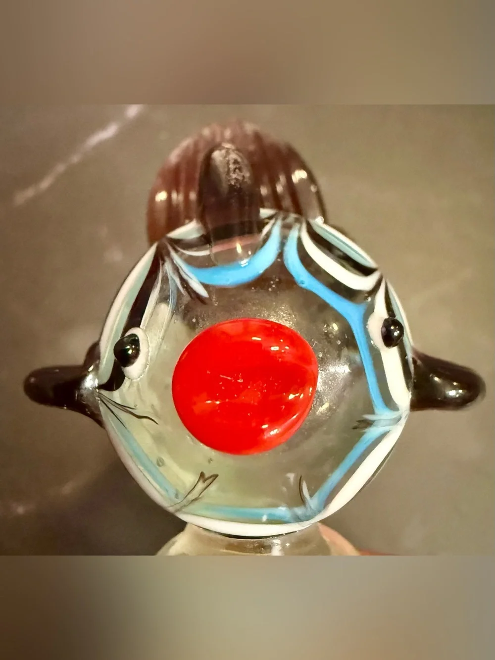 Art Glass Fish Wine Stopper – Tropical Blue & White Striped Fish